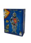 blaue Puzzleverpackung mit einem Ritter in Rüstung drauf. Das Spiel zeigt an, dass der Ritter 1,10 m groß ist
